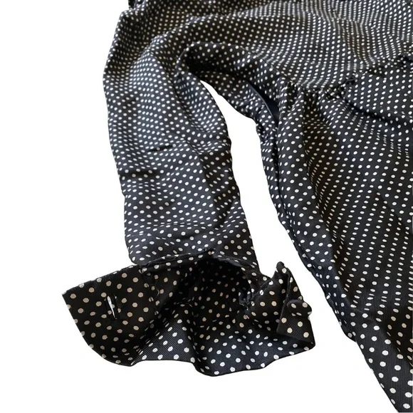 Vintage 1990's J. Crew Babydoll Black White Polka Dot Ruffle Long Sleeve Dress 0 - Picture 13 of 14